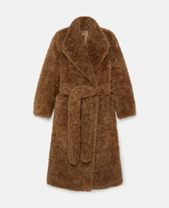Manteau Teddy en peluche avec ceinture