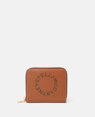 Mini-portefeuille zippé à clous grainés Stella Logo