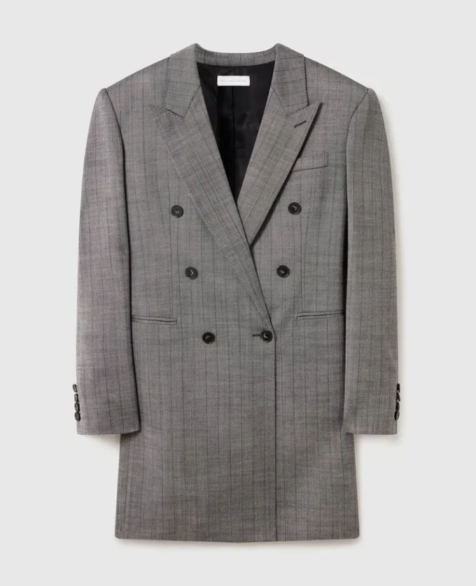Mini-robe blazer à double boutonnage et fines rayures Mini-robe blazer à double boutonnage et fines rayures