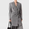 Mini-robe blazer à double boutonnage et fines rayures Mini-robe blazer à double boutonnage et fines rayures
