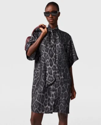 Mini-robe à col noué