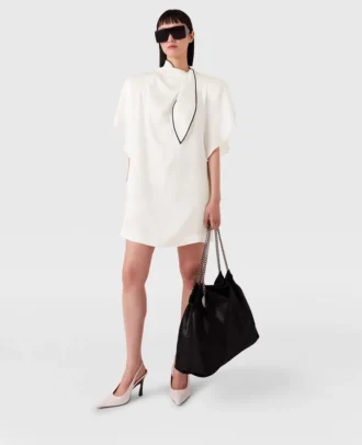 Mini-robe à col noué