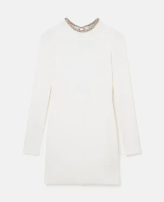 Mini-robe de cocktail à col en cristal