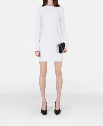 Mini-robe de cocktail à col en cristal