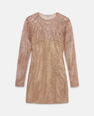 Mini-robe en maille de soie et cristaux
