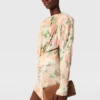 Mini-robe à manches longues imprimée pivoines Mini-robe à manches longues imprimée pivoines