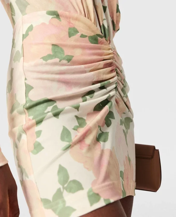 Mini-robe à manches longues imprimée pivoines Mini-robe à manches longues imprimée pivoines