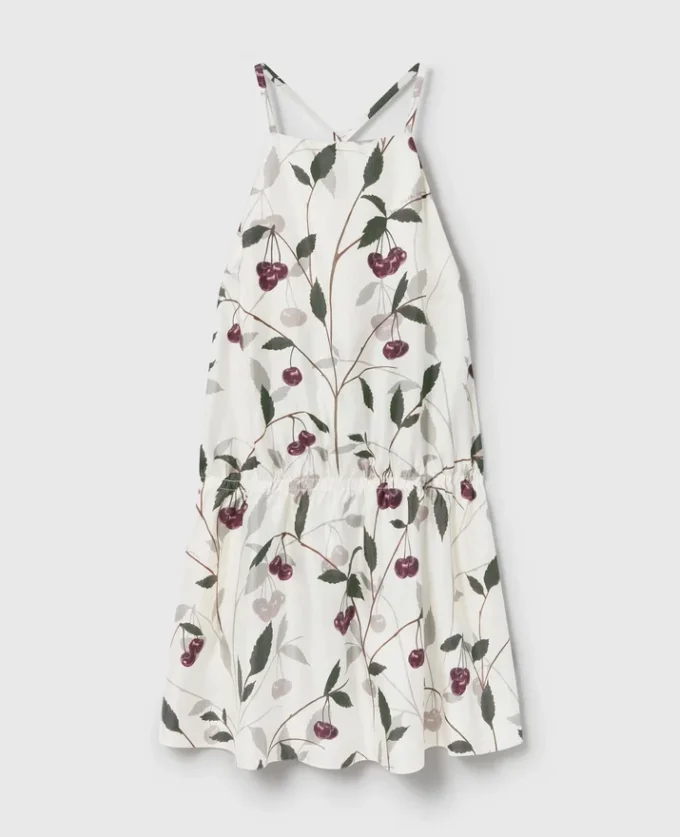 Mini-robe sans manches à imprimé cerises