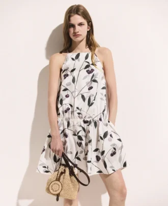 Mini-robe sans manches à imprimé cerises
