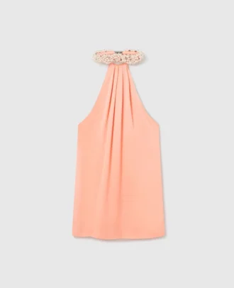 Mini-robe torsadée ornée de perles