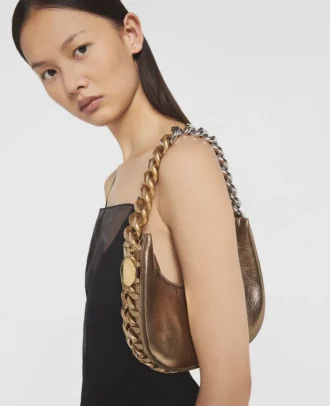 Mini sac hobo Frayme métallisé à fermeture zippée