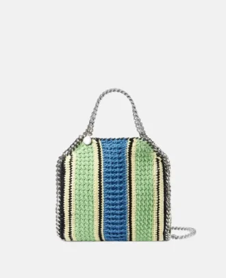 Mini sac à main Falabella en coton crocheté rayé