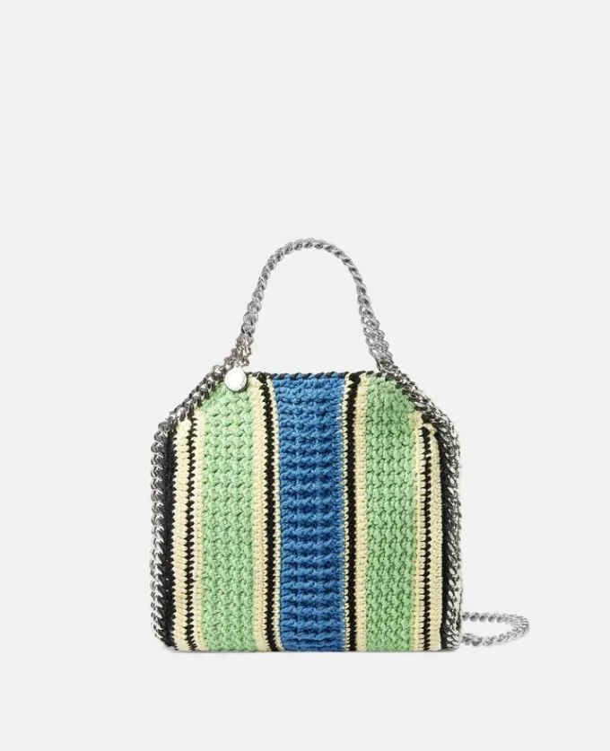 Mini sac à main Falabella en coton crocheté rayé Mini sac à main Falabella en coton crocheté rayé
