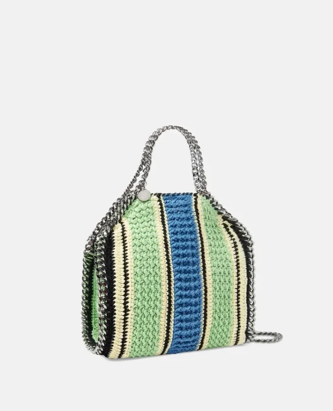 Mini sac à main Falabella en coton crocheté rayé Mini sac à main Falabella en coton crocheté rayé
