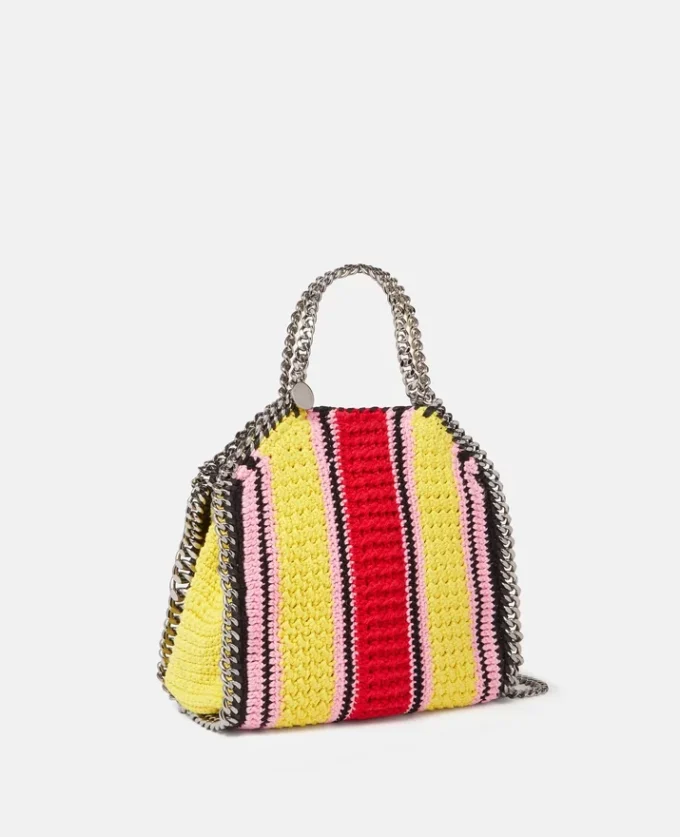 Mini sac à main Falabella en coton crocheté rayé Mini sac à main Falabella en coton crocheté rayé