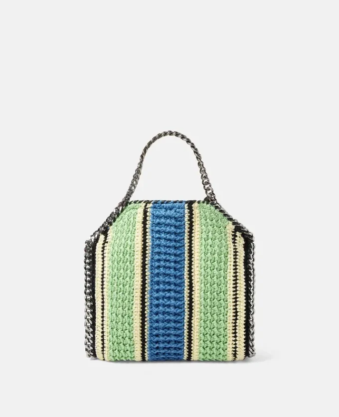Mini sac à main Falabella en coton crocheté rayé Mini sac à main Falabella en coton crocheté rayé