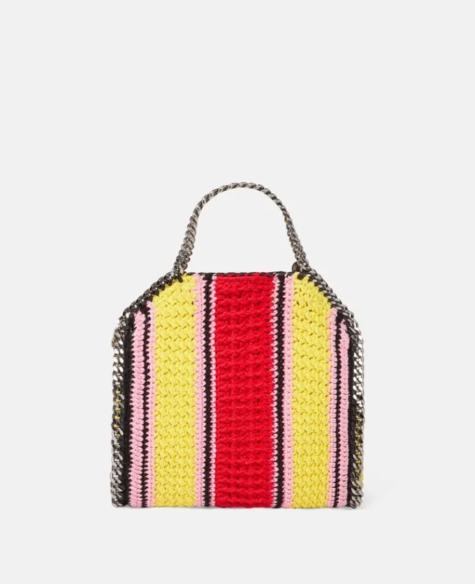 Mini sac à main Falabella en coton crocheté rayé Mini sac à main Falabella en coton crocheté rayé