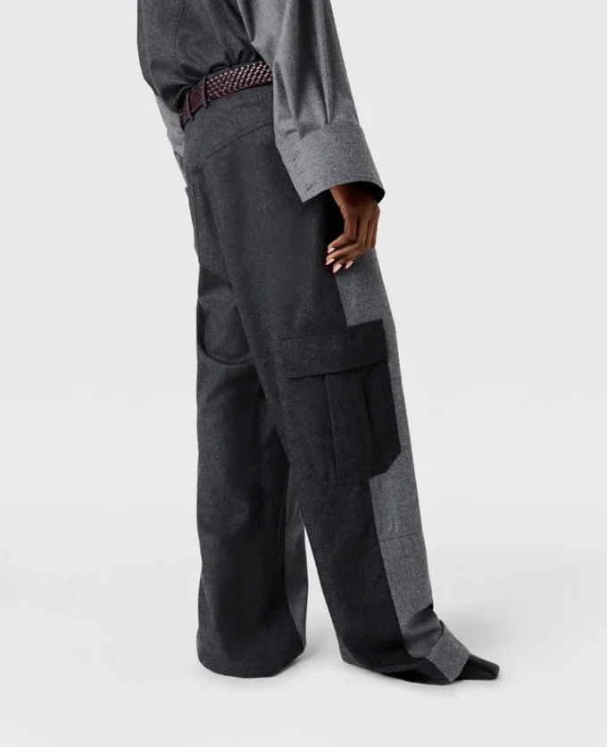 Pantalon cargo ample à empiècements