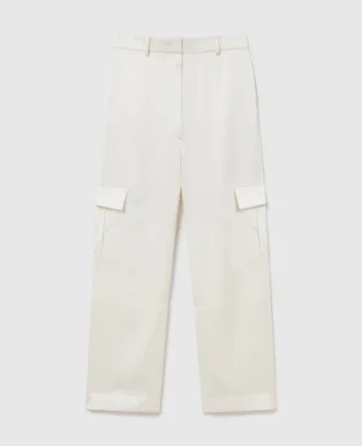 Pantalon cargo ample à empiècements en satin