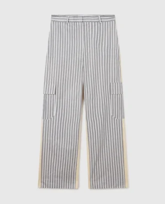 Pantalon cargo oversize à rayures mixtes