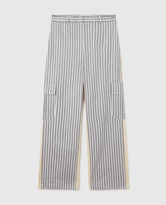 Pantalon cargo oversize à rayures mixtes Pantalon cargo oversize à rayures mixtes