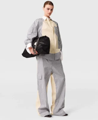 Pantalon cargo oversize à rayures mixtes