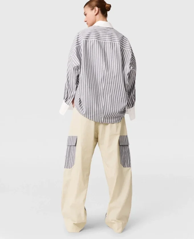 Pantalon cargo oversize à rayures mixtes Pantalon cargo oversize à rayures mixtes