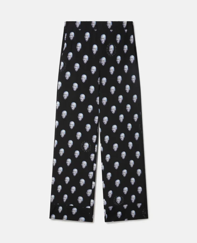 Pantalon de pyjama sexy en crêpe de Chine imprimé robot