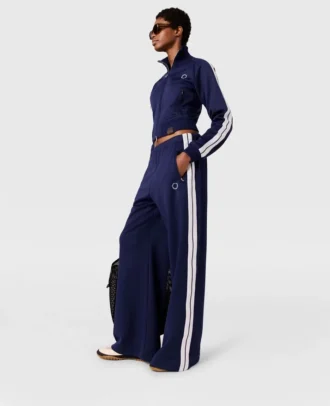 Pantalon de survêtement à double bande et taille élastiquée