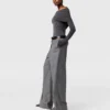 Pantalon droit en flanelle avec ceinture Pantalon droit en flanelle avec ceinture