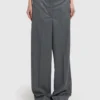 Pantalon droit en flanelle avec ceinture Pantalon droit en flanelle avec ceinture