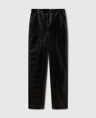Pantalon droit à motif crocodile en relief