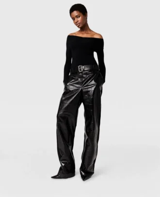 Pantalon droit à motif crocodile en relief