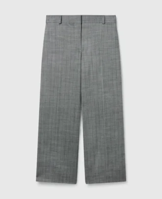 Pantalon droit à pinces et à rayures fines