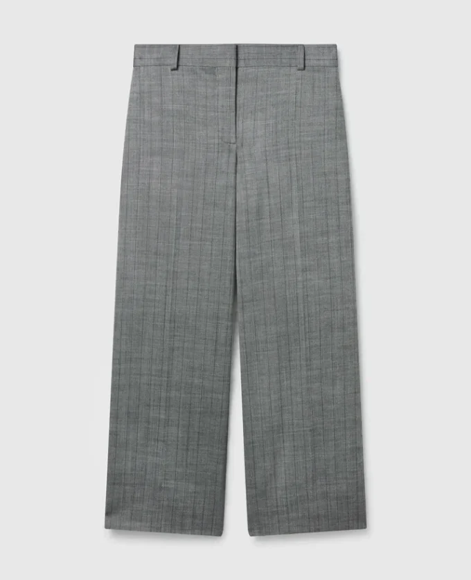 Pantalon droit à pinces et à rayures fines Pantalon droit à pinces et à rayures fines