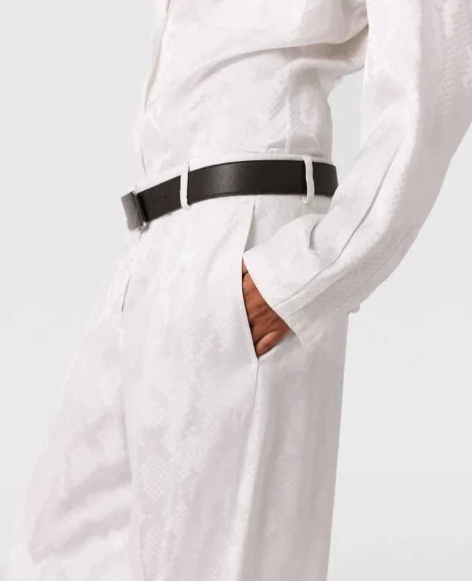 Pantalon droit à plis imprimé serpent Pantalon droit à plis imprimé serpent