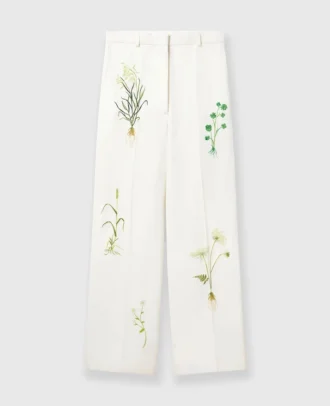 Pantalon droit taille basse à motif floral Pantalon droit taille basse à motif floral