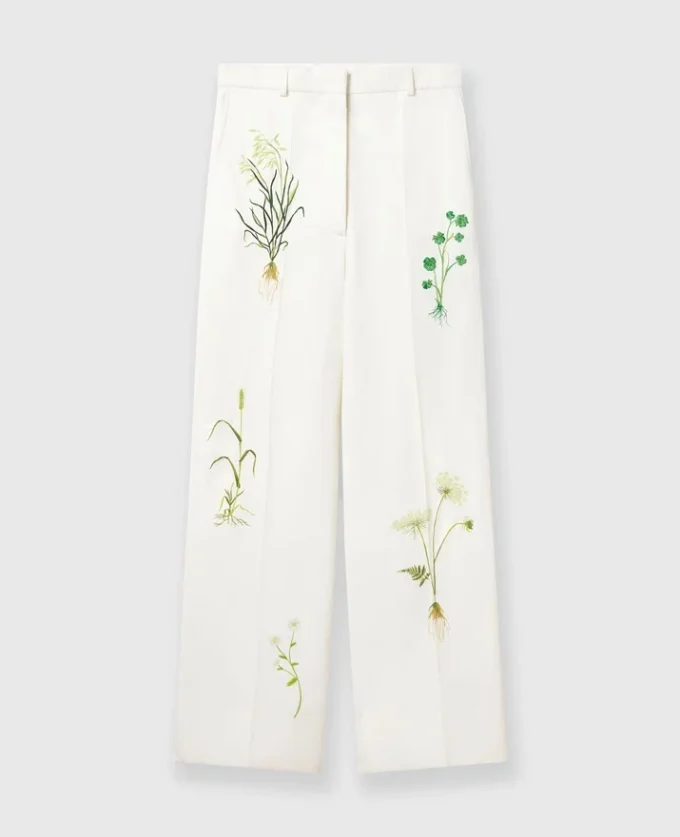 Pantalon droit taille basse à motif floral Pantalon droit taille basse à motif floral