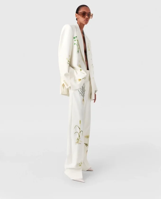 Pantalon droit taille basse à motif floral Pantalon droit taille basse à motif floral