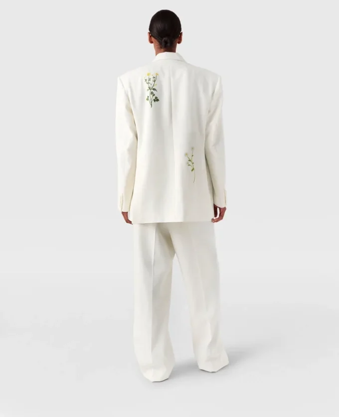 Pantalon droit taille basse à motif floral Pantalon droit taille basse à motif floral