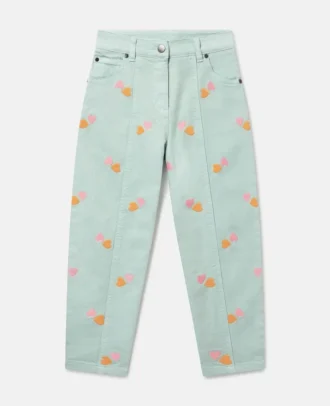 Pantalon en gabardine brodé d&rsquo;un cœur