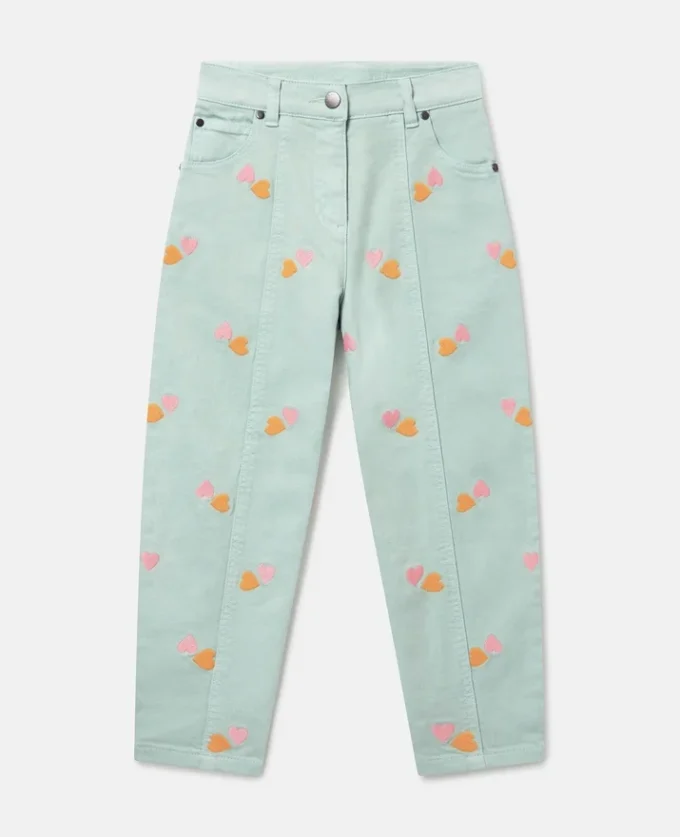 Pantalon en gabardine brodé d’un cœur Pantalon en gabardine brodé d’un cœur