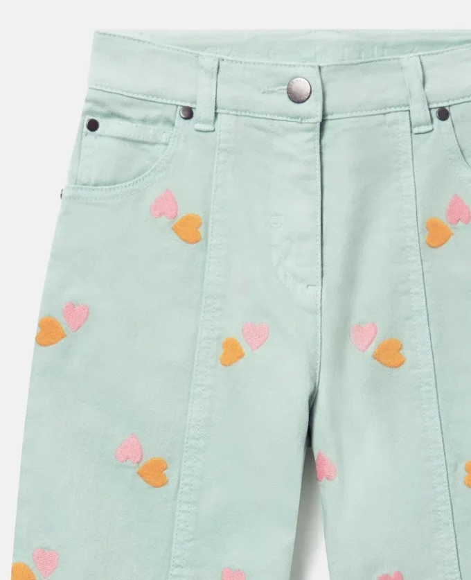 Pantalon en gabardine brodé d’un cœur Pantalon en gabardine brodé d’un cœur