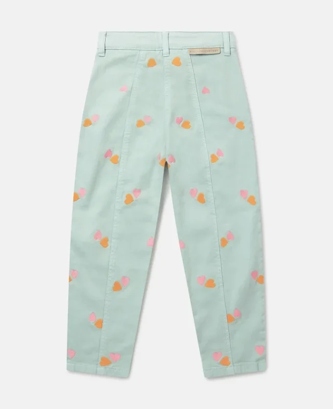 Pantalon en gabardine brodé d’un cœur Pantalon en gabardine brodé d’un cœur