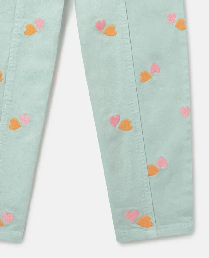 Pantalon en gabardine brodé d’un cœur Pantalon en gabardine brodé d’un cœur
