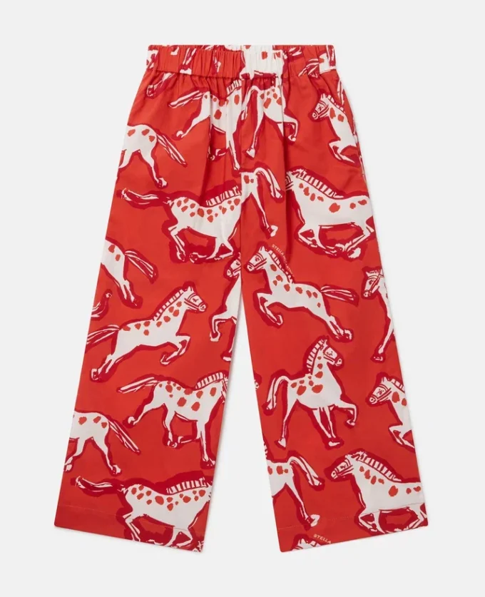 Pantalon en popeline imprimé chevaux Pantalon en popeline imprimé chevaux