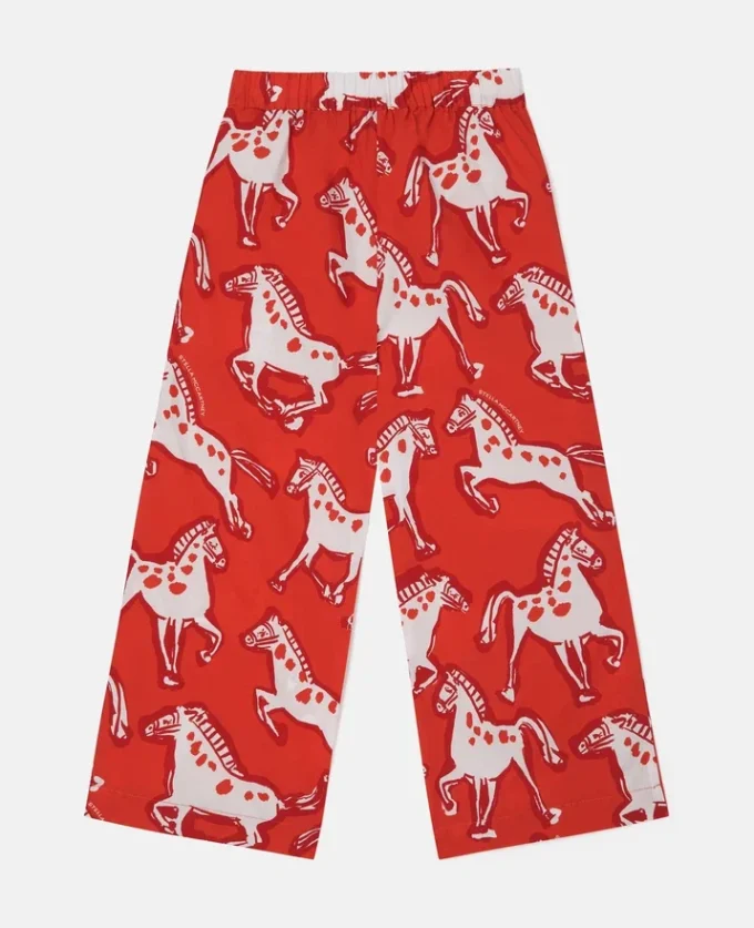 Pantalon en popeline imprimé chevaux Pantalon en popeline imprimé chevaux