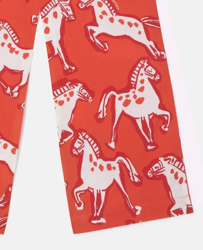 Pantalon en popeline imprimé chevaux Pantalon en popeline imprimé chevaux
