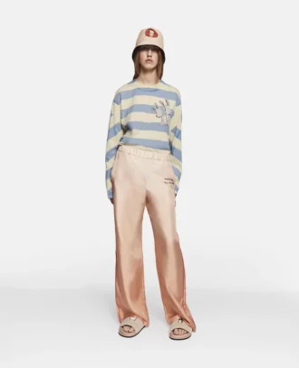 Pantalon en twill de soie imprimé logo Pantalon en twill de soie imprimé logo