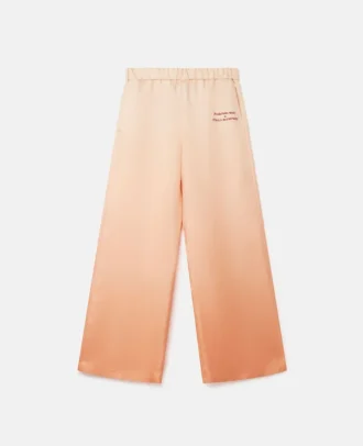 Pantalon en twill de soie imprimé logo Pantalon en twill de soie imprimé logo